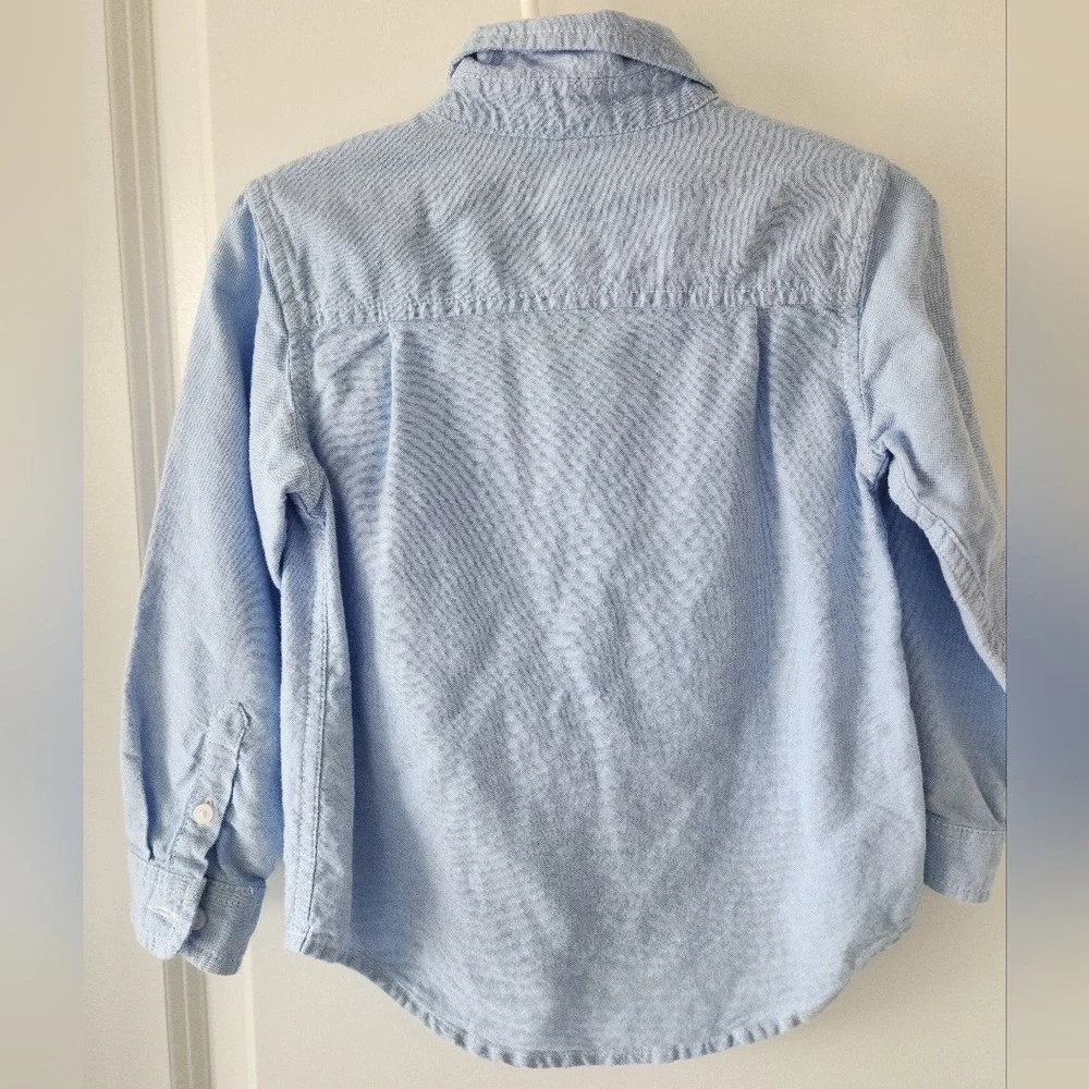 Kids sz 3T Light Blue Long Sleeve Button Down Oxford Shirt Denim‎ Cowgirl Cowboy